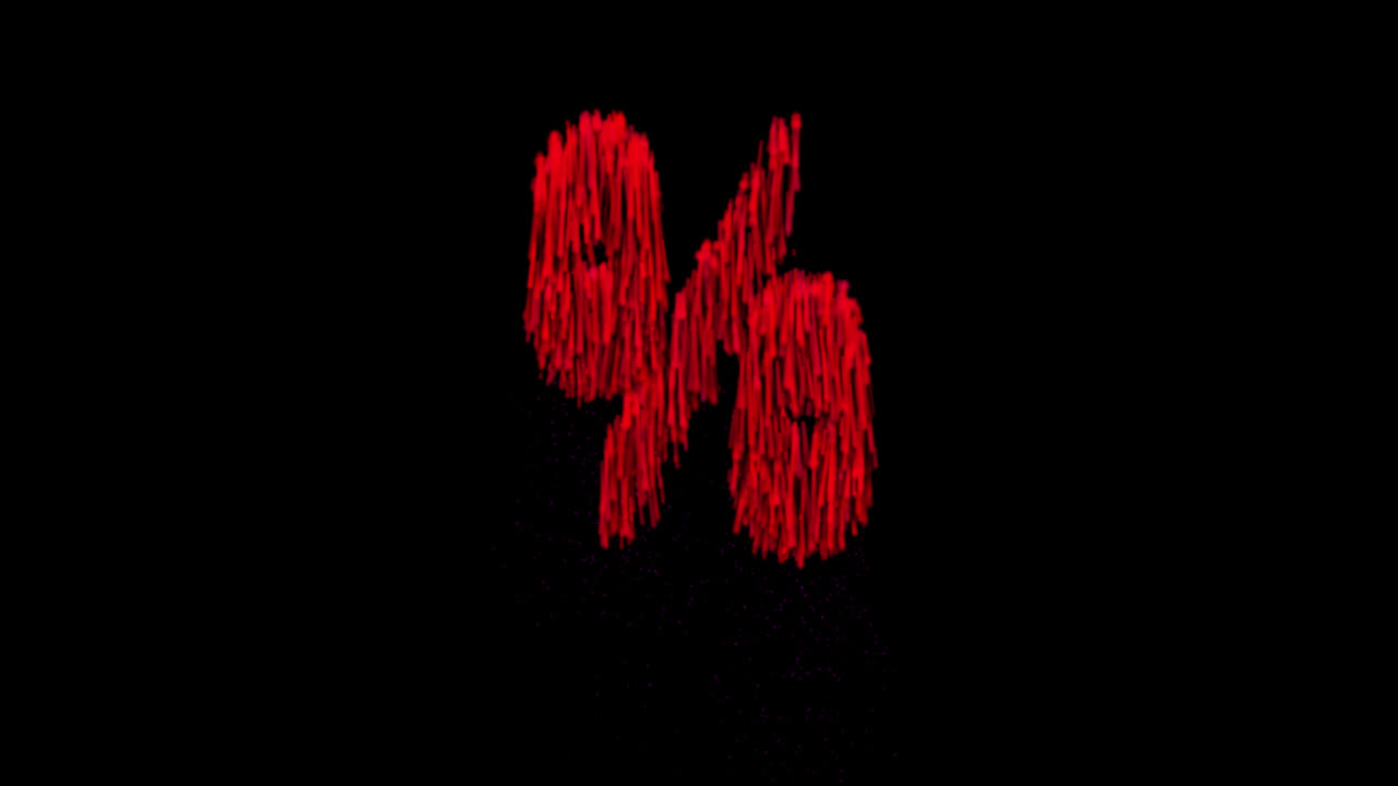 Blood flowing percent symbol animation on transparent background