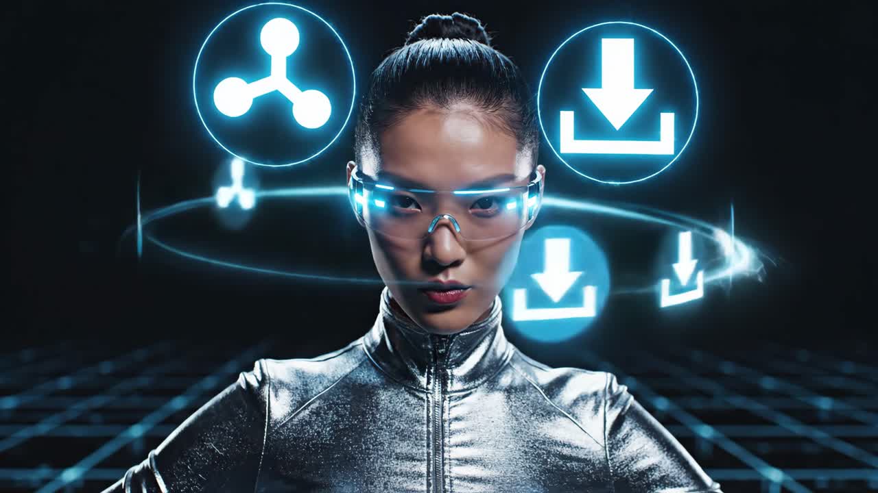 A woman in futuristic augmented reality