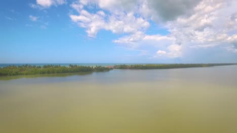 Aerial-view-of-Laguna-de-Unare,-in-Anzoátegui,-Venezuela,-with-beautiful-skies