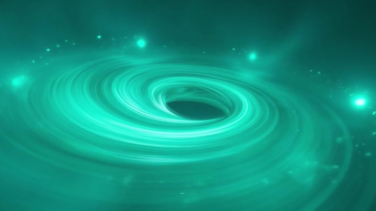 Abstract Animation of a Glowing Teal Energy Vortex