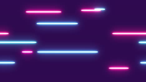 multicolored horizontal lines glowing with neon light move horizontally on a purple background