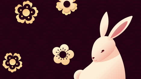 cute rabbit with flowers - chinese new year