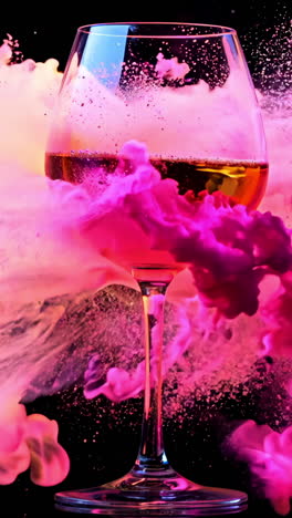 a glass of wine is poured into a wine glass, and the wine is spilling out of the glass