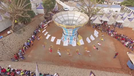 aerial view by drone of the fairground ride at yaounde city fair