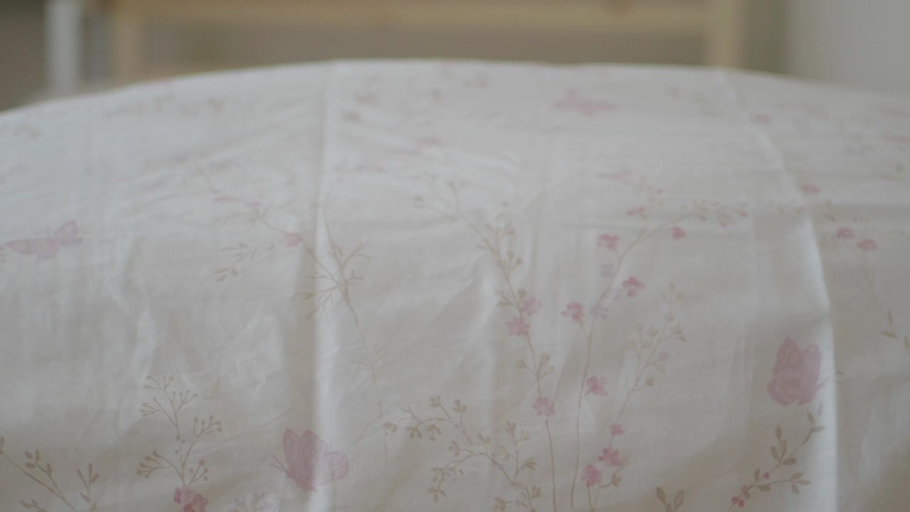 Delicate White Fabric with Pink Floral and Butterfly Pattern