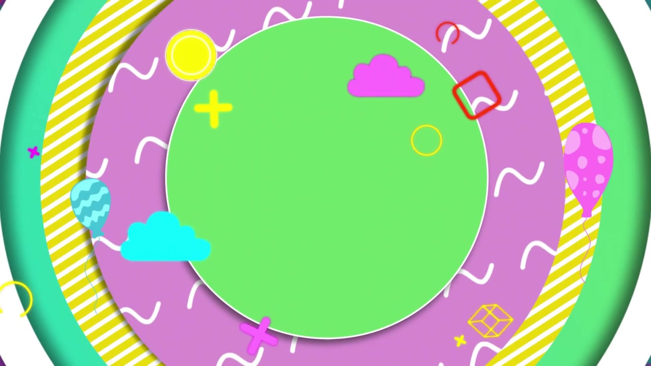 Animation of vibrant abstract shapes moving on multi coloured background