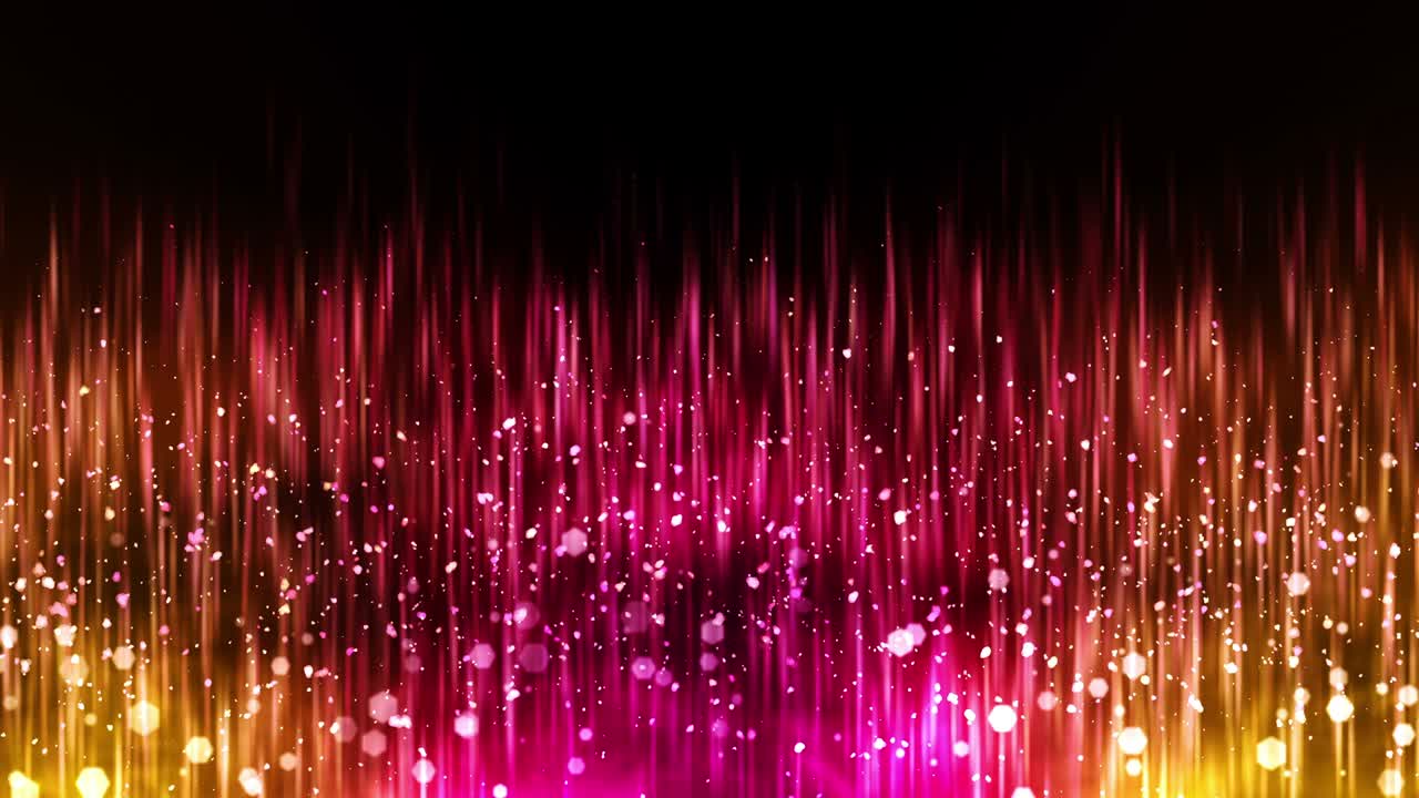 박이는 입자와 함께 럭셔리 반이는 조명. 반이는 빈티지 루프 애니메이션. 원형. 육각형. 선형. 화면 장식 개념. 빨간색과 노란색.