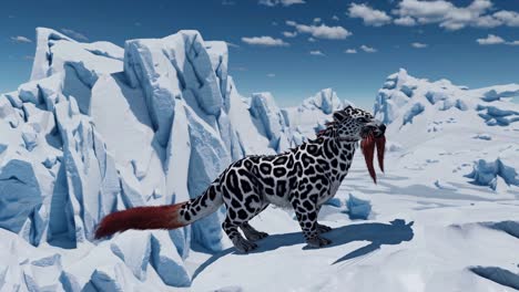 mythical leopard in an icy landscape