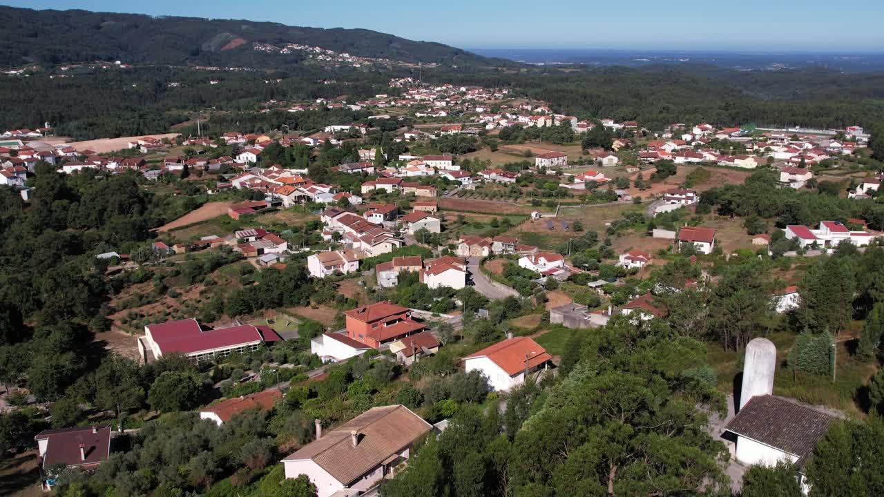Scenic aerial view of rural village and countryside houses in Portugal