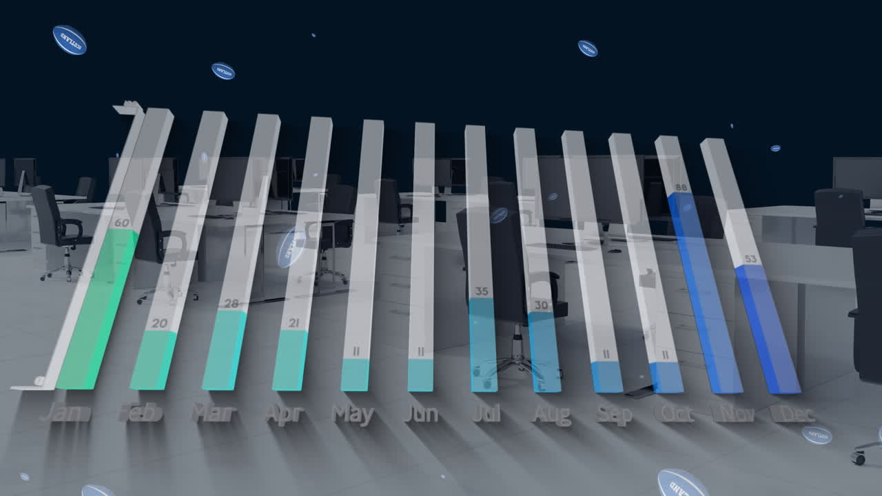 스코틀랜드와 그래프를 가진 공의 애니메이션 오피스
