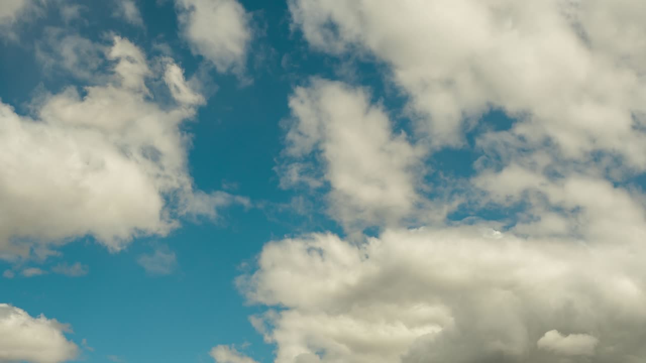 Abstract color blue sky, dramatic cloudy environment in the air. cloudscape timelapse 4k footage b-roll. fluffy white cloud in pastel blue ocean color natural energy high space. climate change concept