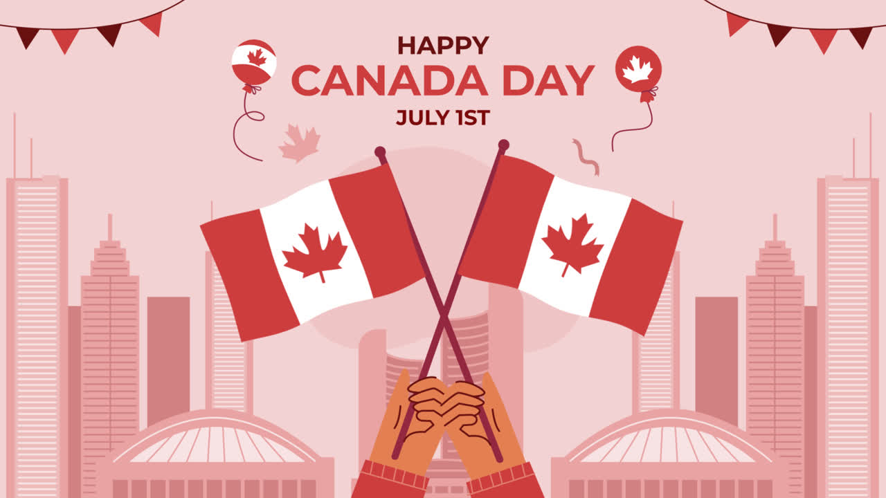 Motion Graphic of Flat illustration for canada day celebration