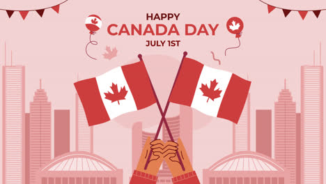 motion graphic of flat illustration for canada day celebration