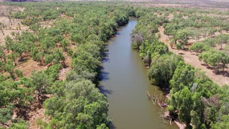 Imágenes-Aéreas-Bajas-Sobre-El-Río-Victoria-En-Kalkaringi,-Territorio-Del-Norte,-Australia