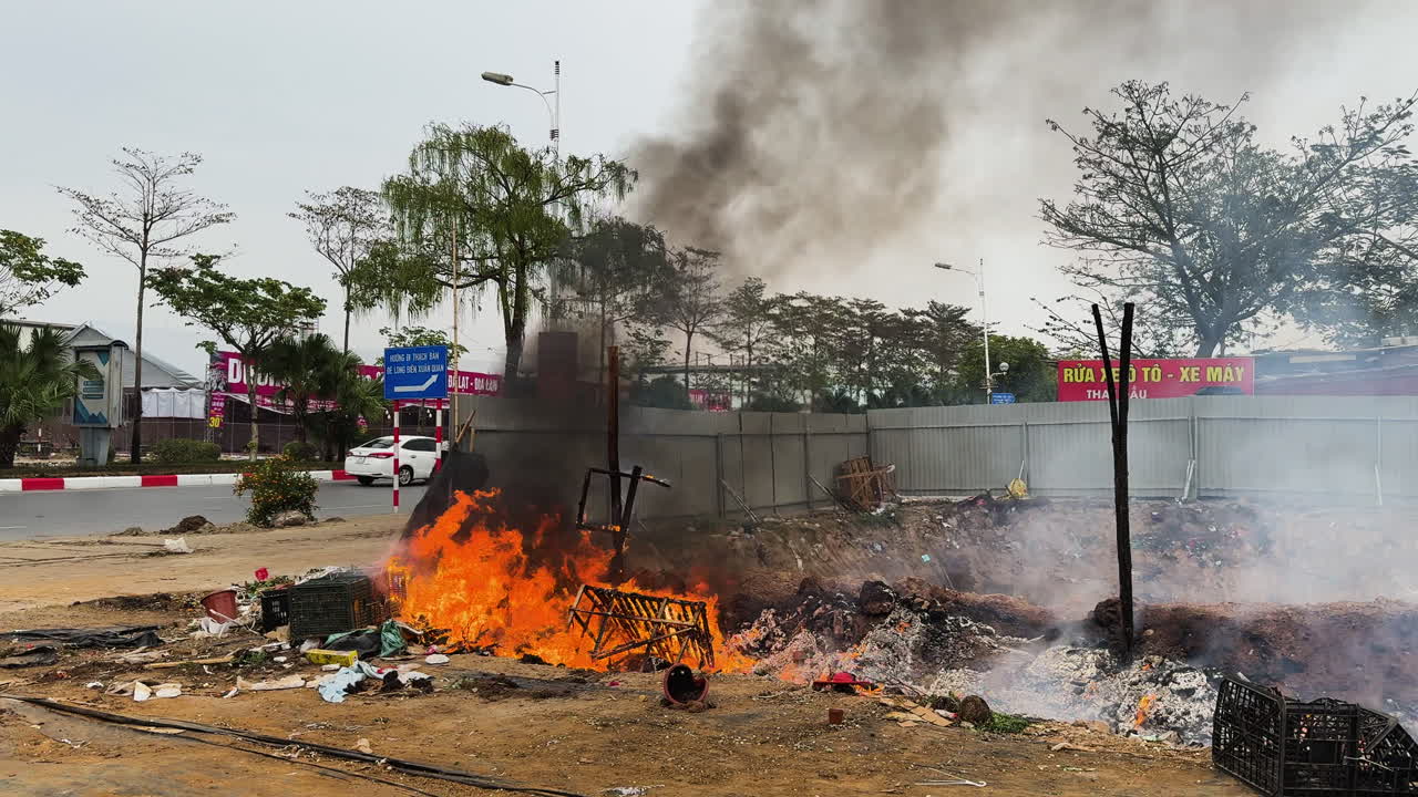 Vietnam - Hanoi Pollution. Smoke pollution on the street of Vietnam