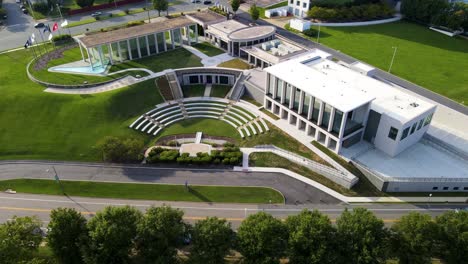 virginia war memorial in richmond, virginia | front aerial circling view | summer 2021