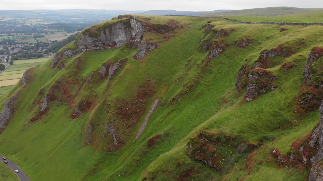 Aerial Footage over Winnats Pass, Peak District, UK