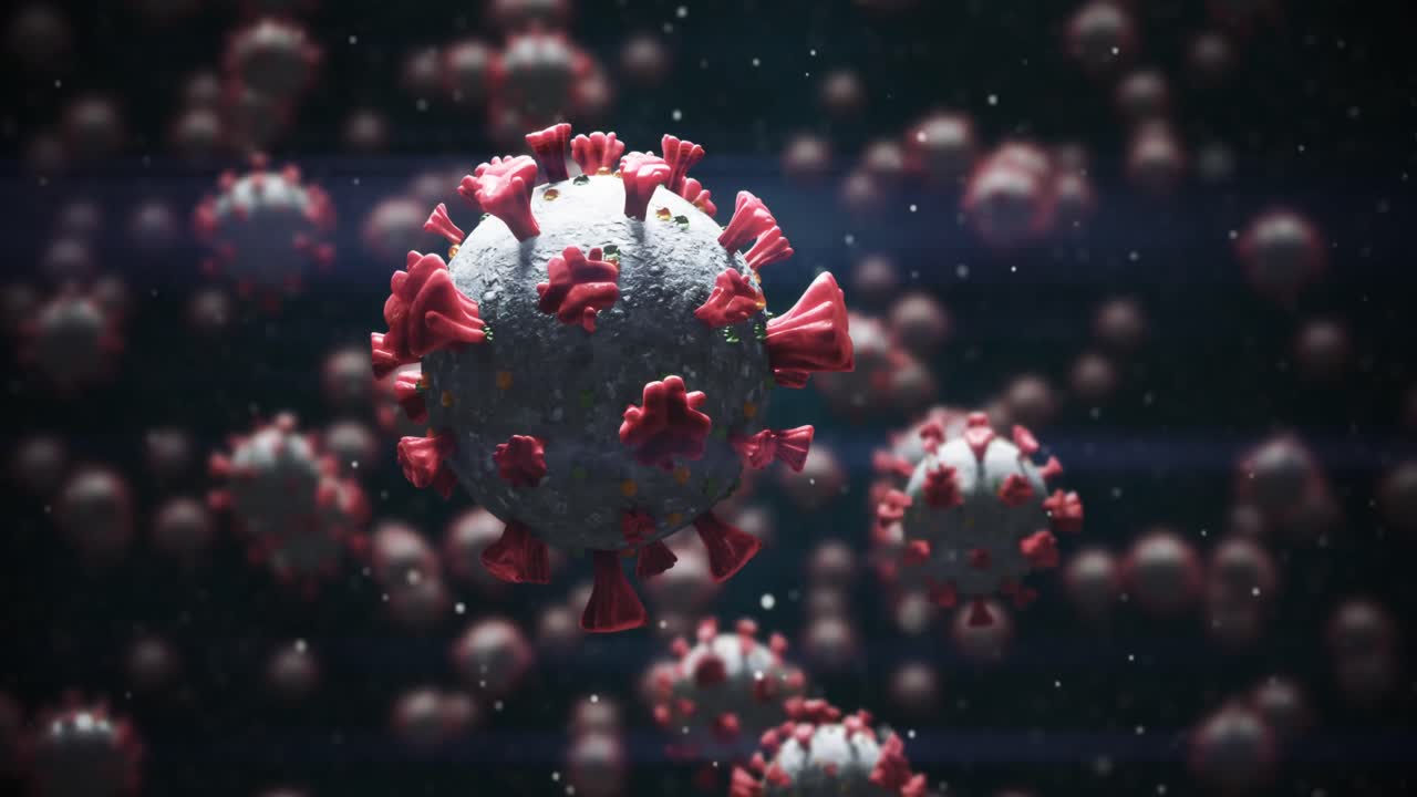 Animasjon av makro-koronavirus Covid-19-celler som flyter i en vene. 4k