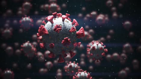 animación de células de macro coronavirus covid-19 flotando en una vena. 4k