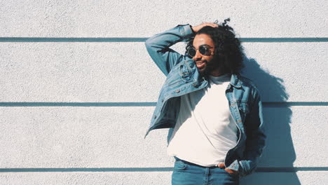 stylish man in denim jacket