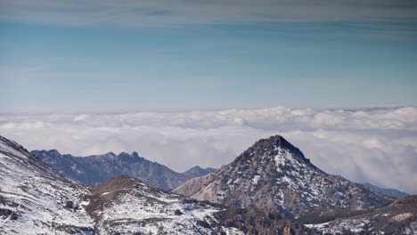 timelapse above the clouds of the sierra nevada mountains near to granada in spain