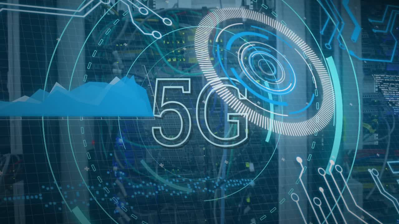 animazione di 5g e elaborazione dei dati su server