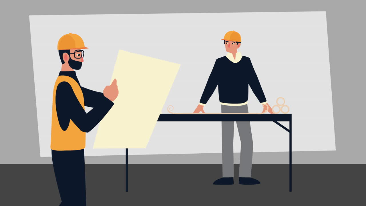 ingenieros trabajadores en oficinas personajes de animación