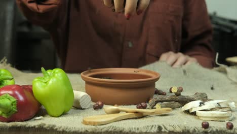 slow motion pouring spices