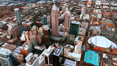 aerial view of urban rooftops. large modern city viewed from above