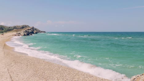 idyllic seascape with sandy beach on sea island