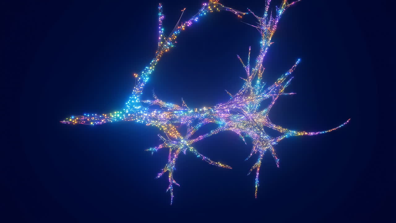 Abstract Glowing Neural Network on Dark Blue Background