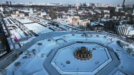 aerial view of a snowy winter park in moscow