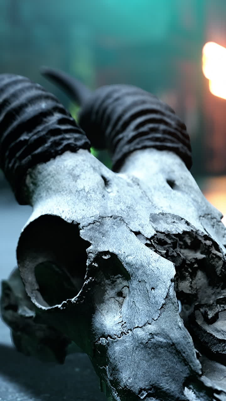 이 있는 은 동물 의 두개골 의 클로즈업