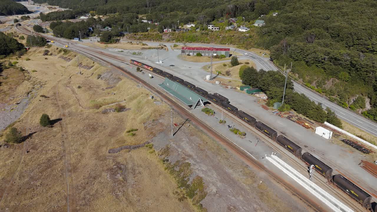 Arthur's Pass train station, aerial view of the highest stop