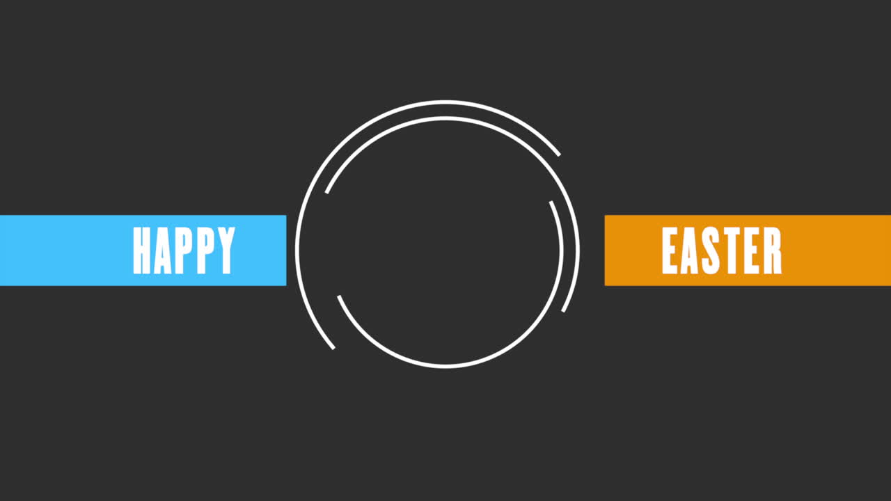 검은색 배경에 원형 모양의 다채로운 부활절 인사