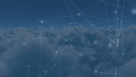animación de la red de conexiones sobre nubes en segundo plano