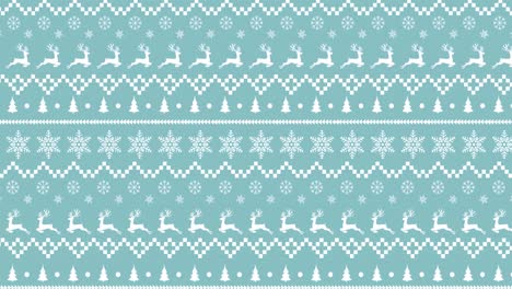 traditional christmas pattern with reindeers and stars moving against green background