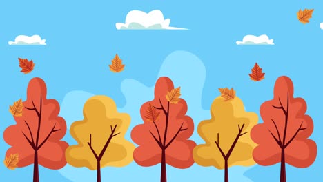 hello autumn animation with forest scene