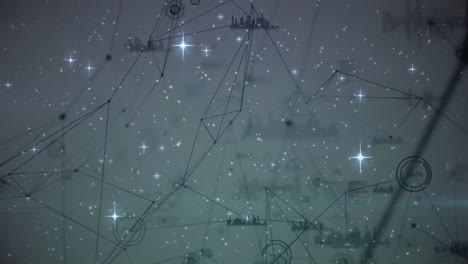 animación de estrellas a través de una red de conexiones y procesamiento de datos