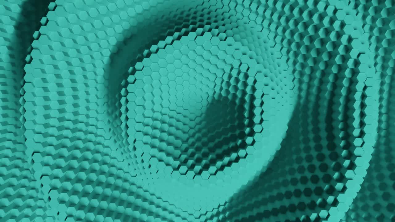 hexágono abstracto con efecto offset. animación de anillos hexágonos puros de turquesa. fondo abstracto para una presentación de negocios. bucle sin costuras de renderización 4k 3d.