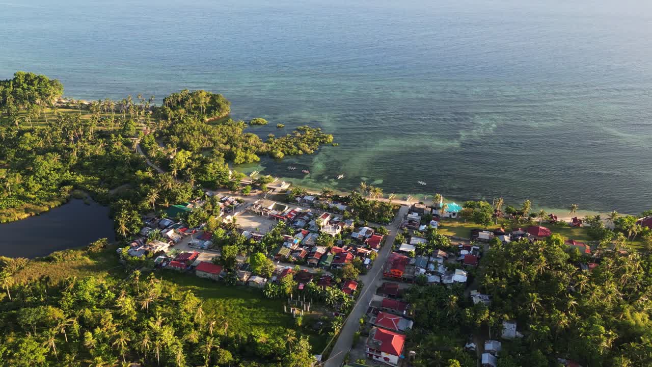 Residential Neighbourhood Over Fishing Village Of Barangay Yocti In San Andres, Catanduanes, Philippines. Aerial Drone Shot