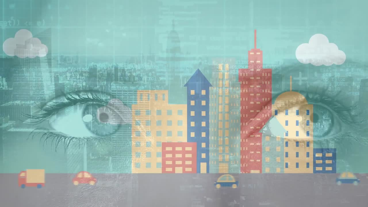 Eyes and animation of a city