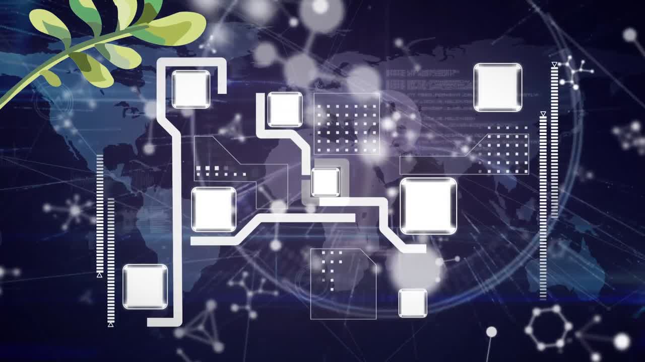 연결 네트워크와 사람 아이콘에 대한 애니메이션 분자