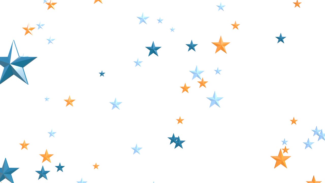 confeti en forma de estrella azul sobre un fondo blanco.