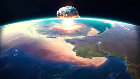 a large explosion over the earth from space