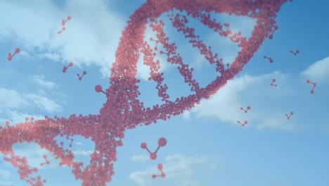 animación de hilos de adn en 3d y procesamiento de datos sobre un bebé dormido