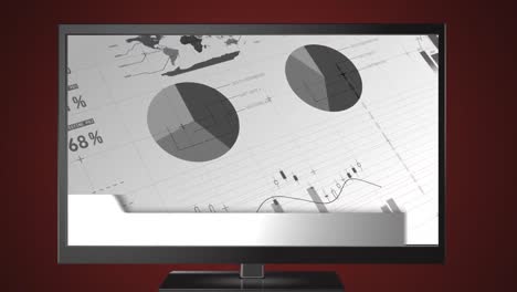 pantalla de noticias con noticias y gráficos escritos en la pantalla de televisión