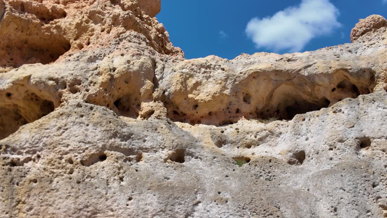 Scenic view of weathered sandstone formations at Algar Seco, a stunning coastal area in Carvoeiro, Algarve region, Portugal