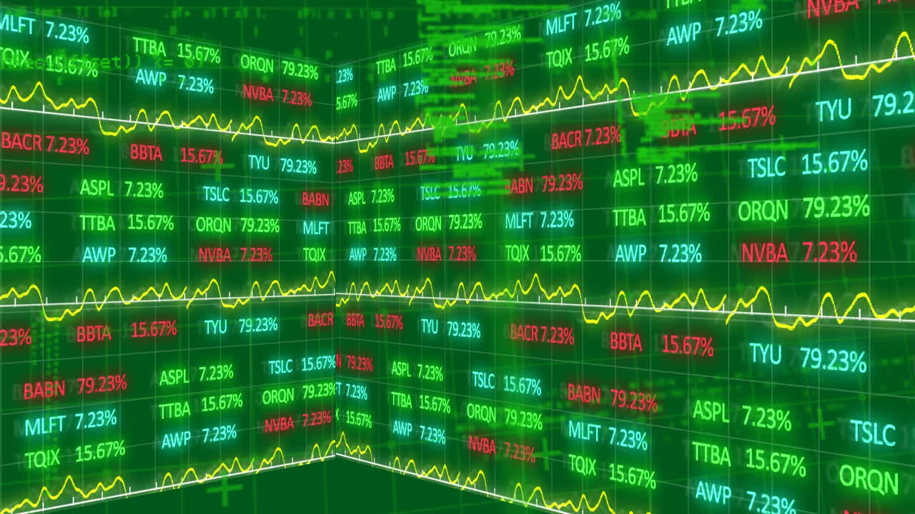 녹색 배경에 대한 주식 시장 데이터 처리