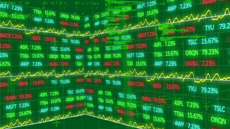 stock market data processing against green background